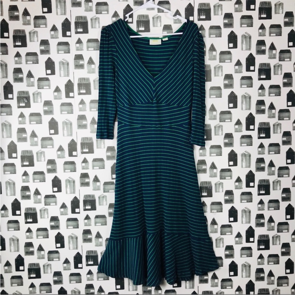 Anthropologie Mauve / Striped MIDI Dress